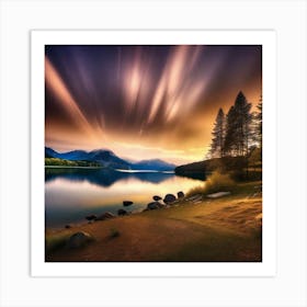 Sunset At Lake Art Print