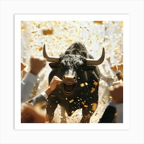 Bull Running In The Stock Market Art Print