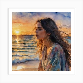 Sunset At The Beach Art Print