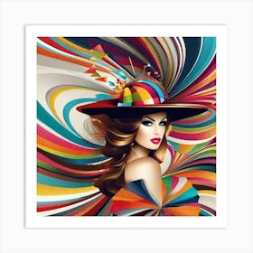 Woman In A Colorful Hat 1 Art Print