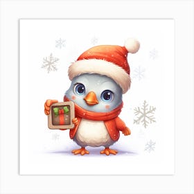 Santa Penguin Art Print