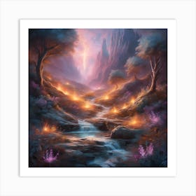 Fire In The Forest Art Print