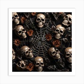 Skulls And Roses 2 Art Print