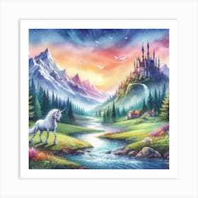 Unicorn In The Forest Art Print