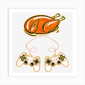 Thanksgiving Turkey Gamer Boys Kids Men Funny Thanksgiving Art Print