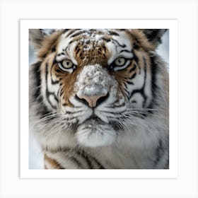 A Close Up Of A Majestic Tiger, Capturing Its Intense Gaze And Powerful Presence Art Print