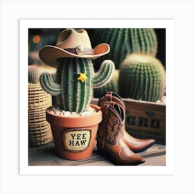 Cactus And Cowboy Boots Art Print