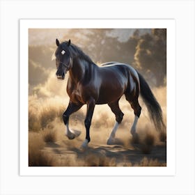 Horse Galloping In The Desert Art Print