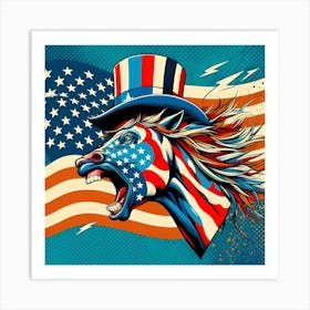 Patriotic Horse With American Flag Art Print