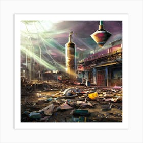 Futuristic City in ruins Art Print