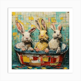 Rabbits In A Tub 3 Art Print