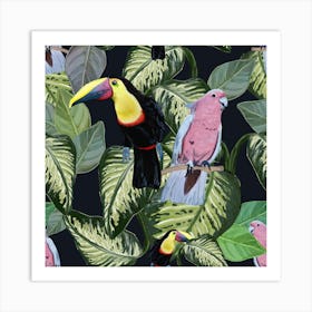 Birds And Leaves Square Art Print