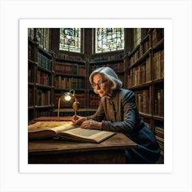 The Elderly Lady Librarian 066 Art Print