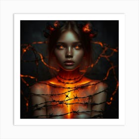 Devil Girl With Flames Art Print