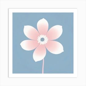 A White And Pink Flower In Minimalist Style Square Composition 221 Art Print