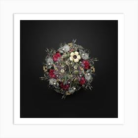 Vintage Venice Mallow Flower Wreath on Wrought Iron Black n.0153 Art Print