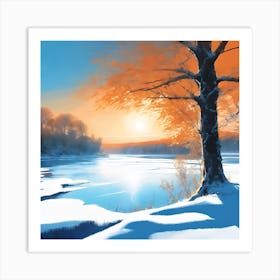 Icy Lake in the Glow of a Winter Sun Art Print