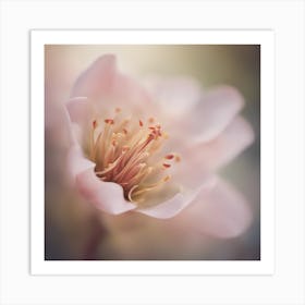 A Close Up Of A Delicate Woman Bud Just Beginning To Bloom, With Soft Petals And Hints Of Vibrant Co (1) Art Print