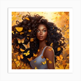 Beautiful Black Woman With Curly Hair Art Print