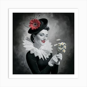 Timeless Elegance Vintage Portrait Of A Woman In Black And White (3) Art Print