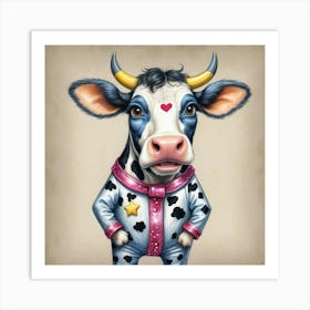 Cow In Pajamas Art Print