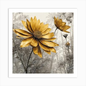 Gold Daisies Art Print