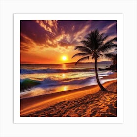 Sunset On The Beach 345 Art Print