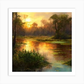 Sunset In The Swamp 2 Art Print