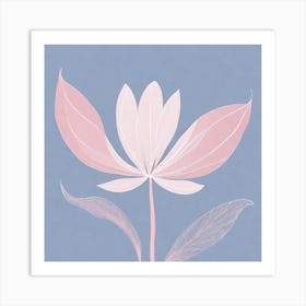 A White And Pink Flower In Minimalist Style Square Composition 687 Art Print