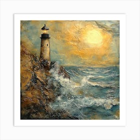 Lighthouse At Sunset Art Print