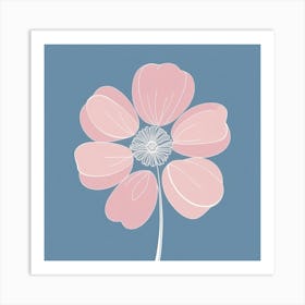 A White And Pink Flower In Minimalist Style Square Composition 419 Art Print