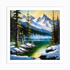 Snowy Mountain Lake Art Print