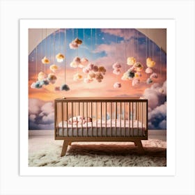 A Photo Of A Newborn Baby Sleeping In A Crib 2 Art Print