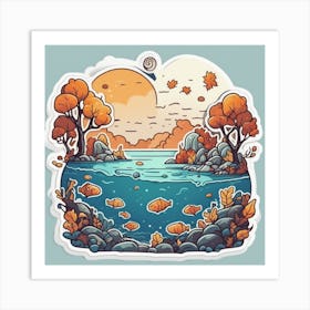 Autumn Landscape Sticker Art Print