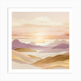 Sunset In The Desert gold and lilac 1 Art Print