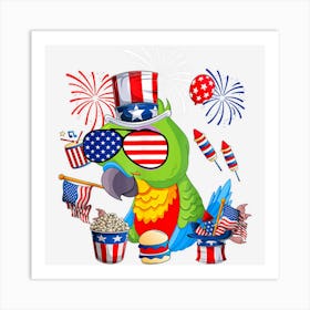 Trending Funny Parrot American Flag Sunglasses 4th Of Art Print