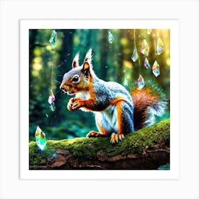 Squirrel With Crystals Art Print