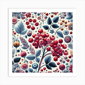 Scandinavian Art, Viburnum berries 1 Art Print