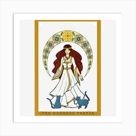 The Norse Goddess Freyja Tarot Card Pagan Cat Wiccan Witchy Art Print