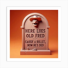 Here Lies Old Fred Caught A Bullet Now He'S Dead Art Print