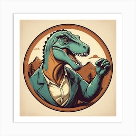 Funny Cartoon Dinosaur Tyrex Logo Art Print