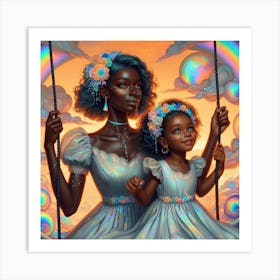 Ebony Mother And Daughter 1 Art Print