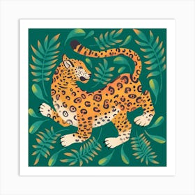 Dancing Jaguar Square Art Print