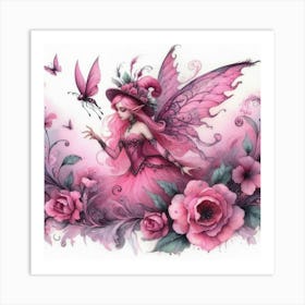 Pink Fairy Girl Art Print