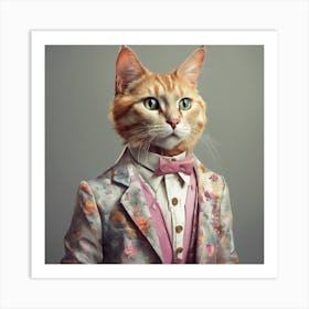 Cat In A Suit Art Print