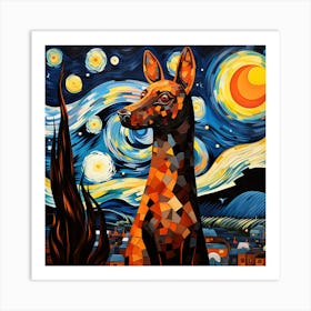 Starry Night Dog Painting Art Print