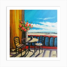 Table and chairs On The Balcony Art Print