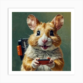 Rat With A Phone Art Print