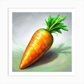 A Single Carrot With Green Tops Art Print