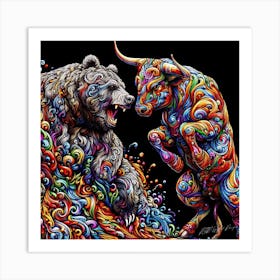 Bulls And Bears Market - Crypto Bull Run Art Print